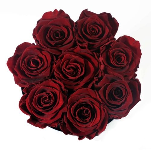 Kompozycja czerwone róże wieczne royal z góry
