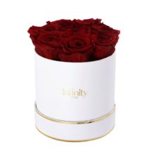 Czerwone wieczne róże biały duży flower box Infinity Rose - Royal Red