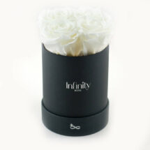Białe wieczne róże czarny flower box Infinity Rose classic