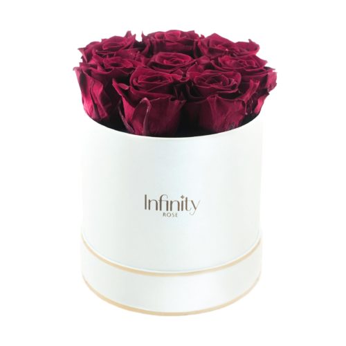 src="flower-box-kwiaty-w-pudelku.jpg" alt="duży flowerbox ciemnoróżowe wieczne róże w białym pudełku ze złotym logo">