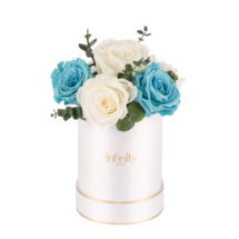 Blue Sky - flower box Infinity Rose wieczne róże z eukaliptusem