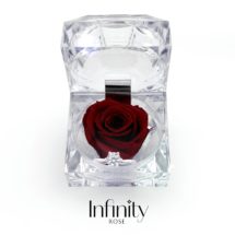 Szkatułka na pierścionek zaręczynowy burgundowa wieczna róża w przezroczystym pudełku Infinity Rose