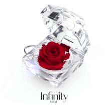 Szkatułka na pierścionek zaręczynowy czerwona wieczna róża w przezroczystym pudełku Infinity Rose - Vibrant Red