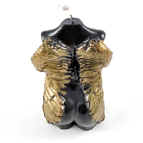 Świeca sojowa Venus z bawełnianym knotem rzeźba anioł ze złotymi skrzydłami