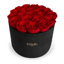 Czerwone róże wieczne Infinity Rose czarny flowerbox XXL