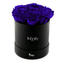 Niebieskie wieczne róże w czarnym dużym flower boxie Infinity Rose