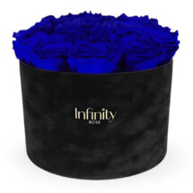 Flowerbox Infinity Rose niebieskie róże wieczne w czarnym welurowym pudełku XL Velvet